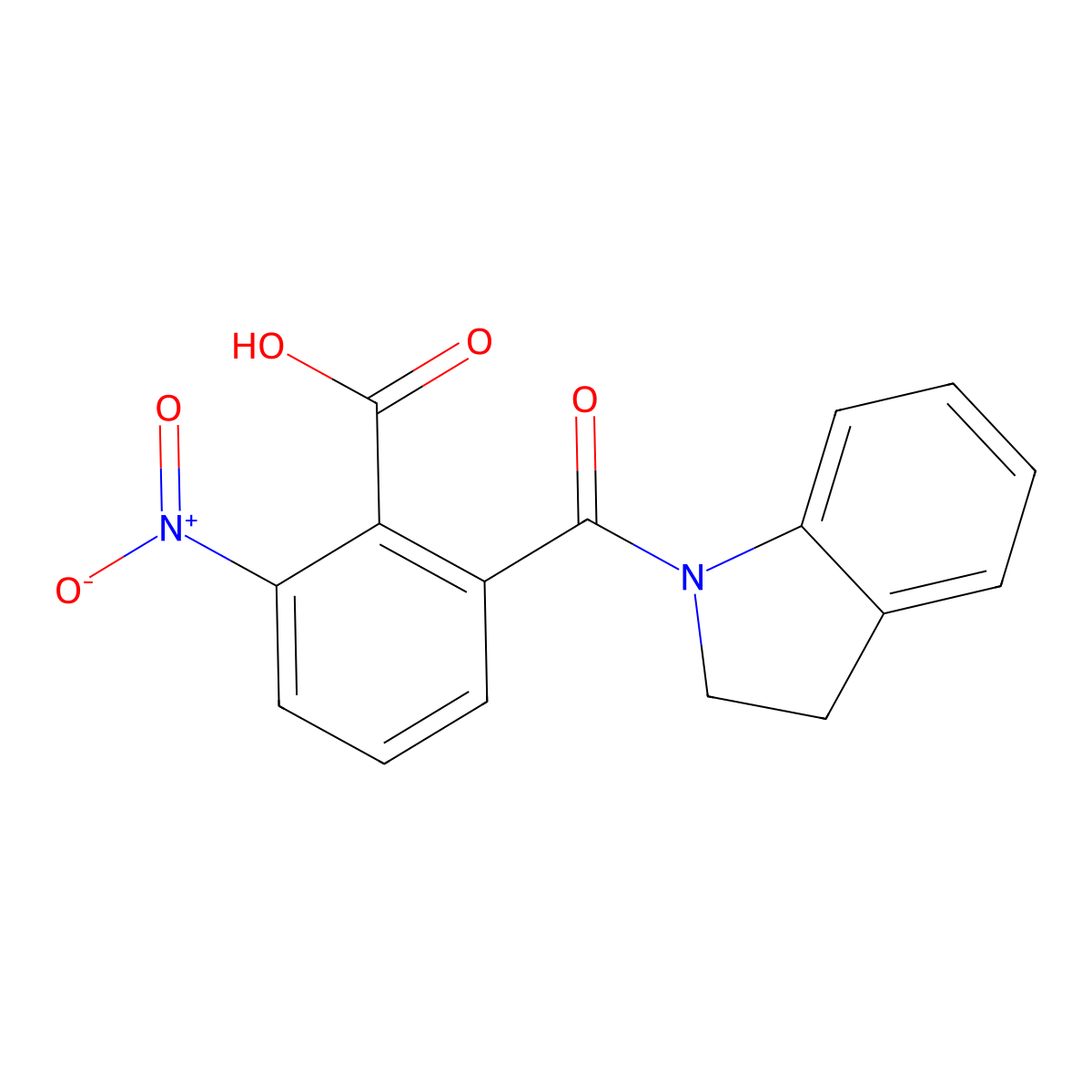 2-(2,3-dihydro-1H-indol-1-ylcarbonyl)-6-nitrobenzoic acid molecular structure, CAS 299949-25-0