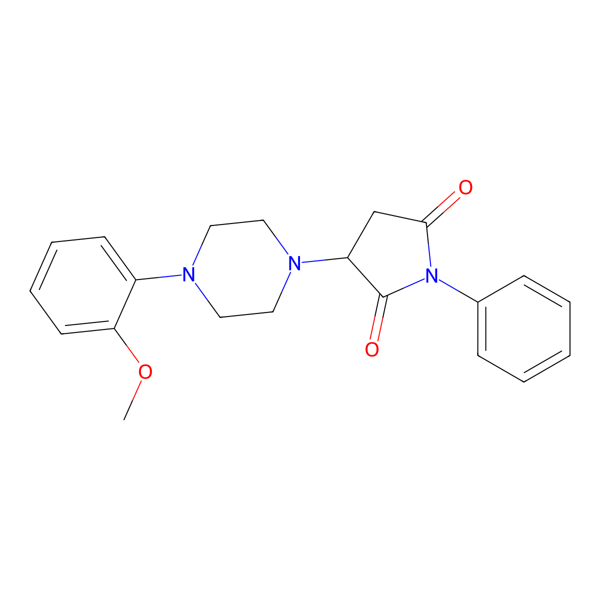 3-[4-(2-Methoxyphenyl)piperazin-1-yl]-1-phenylpyrrolidine-2,5-dione molecular structure, CAS 299949-35-2