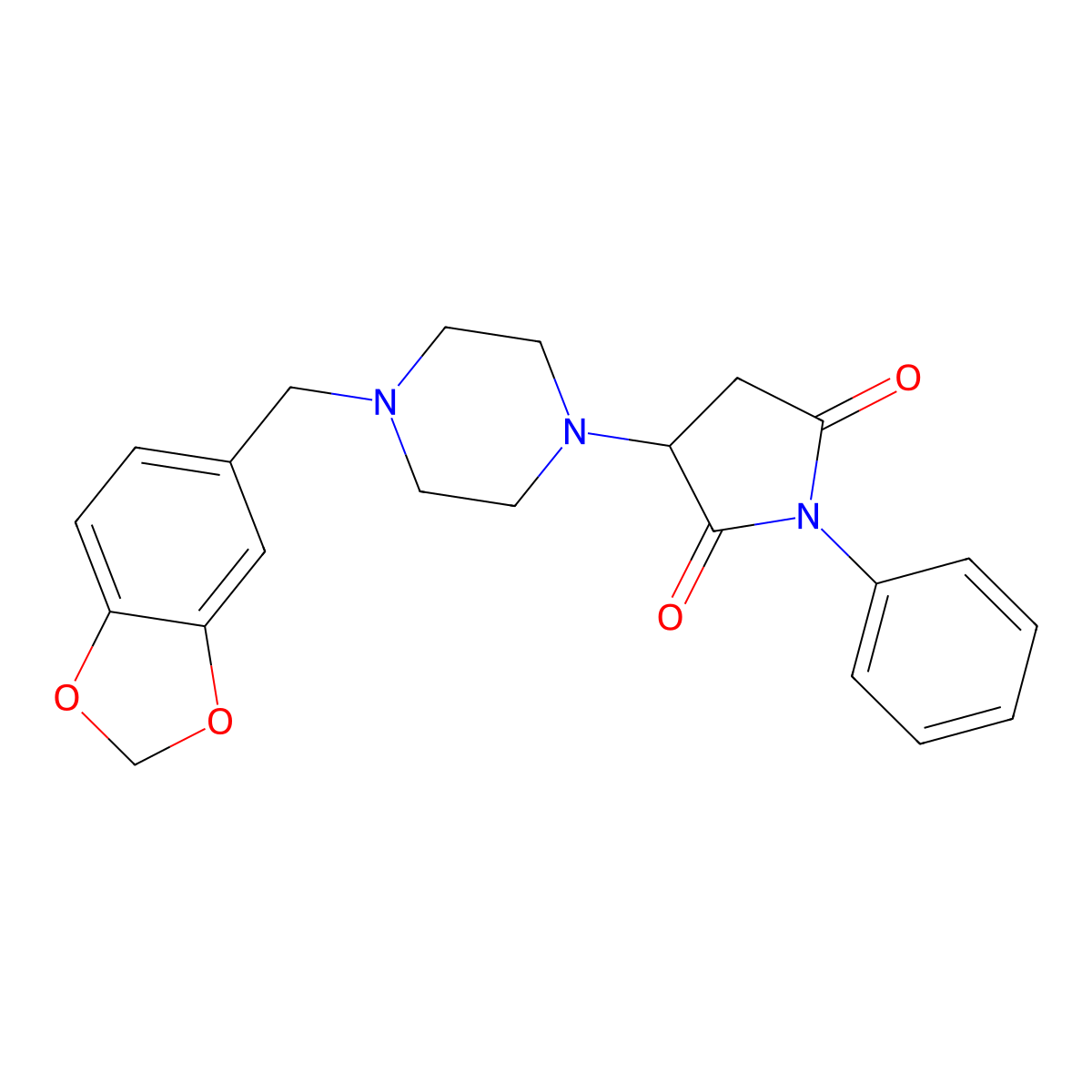 3-[4-(1,3-Benzodioxol-5-ylmethyl)piperazin-1-yl]-1-phenylpyrrolidine-2,5-dione molecular structure, CAS 299949-36-3