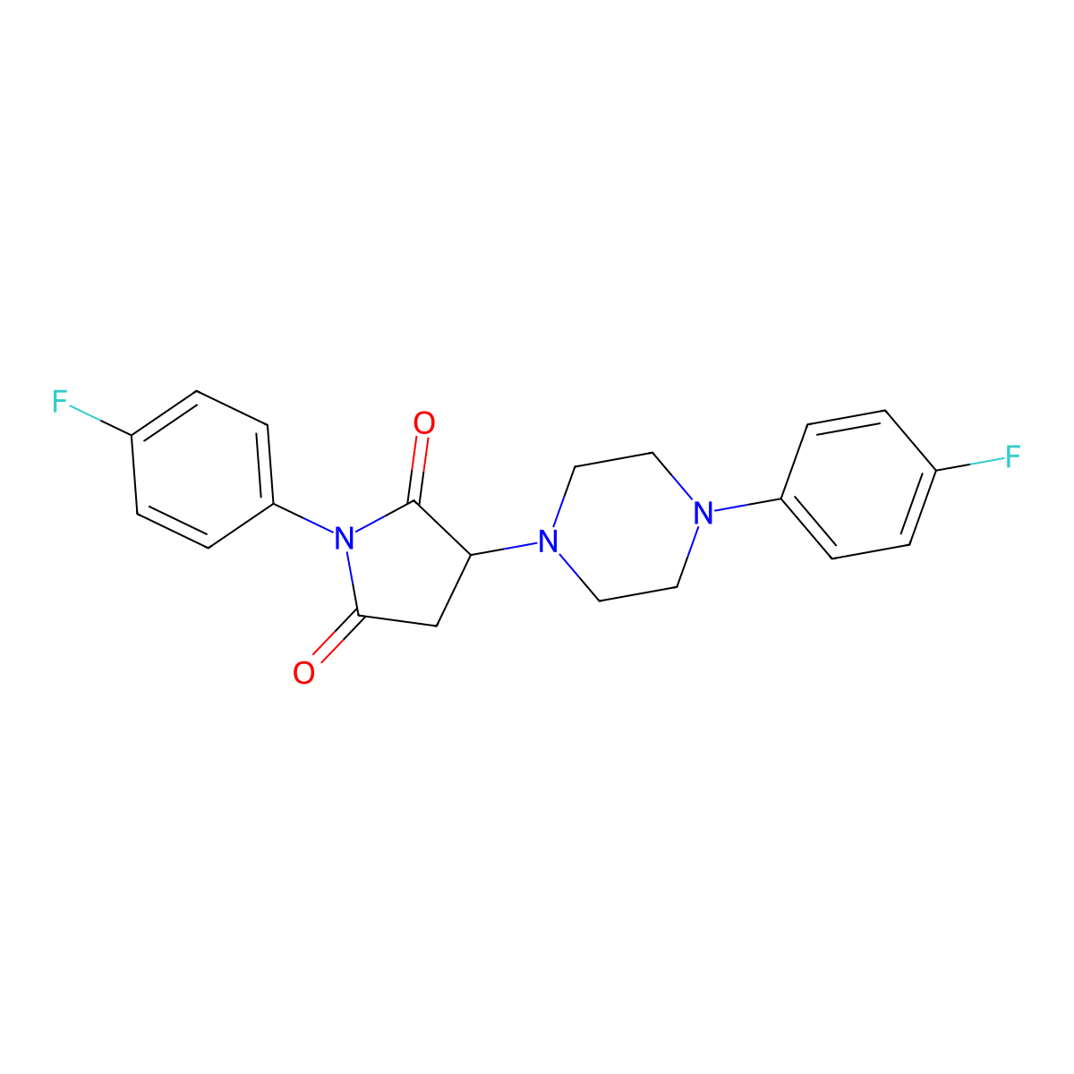 1-(4-Fluorophenyl)-3-[4-(4-fluorophenyl)piperazin-1-yl]pyrrolidine-2,5-dione molecular structure, CAS 299949-37-4