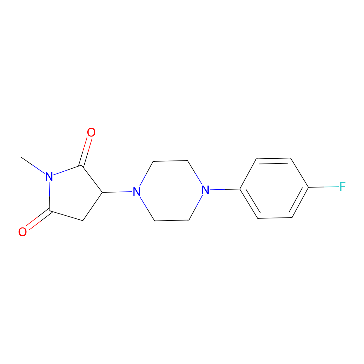 3-(4-(4-Fluorophenyl)piperazin-1-yl)-1-methylpyrrolidine-2,5-dione molecular structure, CAS 299949-38-5