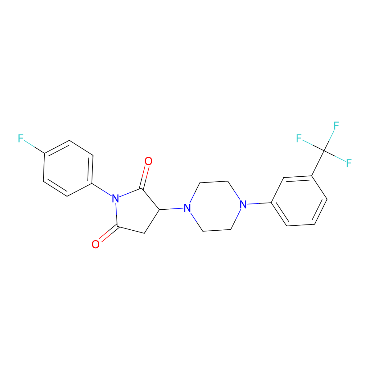 1-(4-Fluorophenyl)-3-[4-[3-(trifluoromethyl)phenyl]-1-piperazinyl]pyrrolidine-2,5-dione molecular structure, CAS 299949-42-1