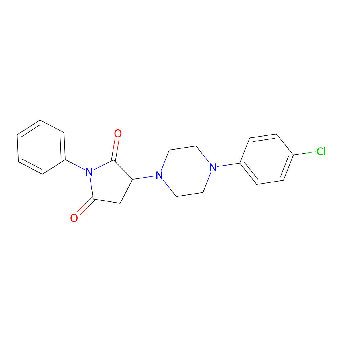 3-[4-(4-Chlorophenyl)piperazin-1-yl]-1-phenylpyrrolidine-2,5-dione molecular structure, CAS 299949-43-2