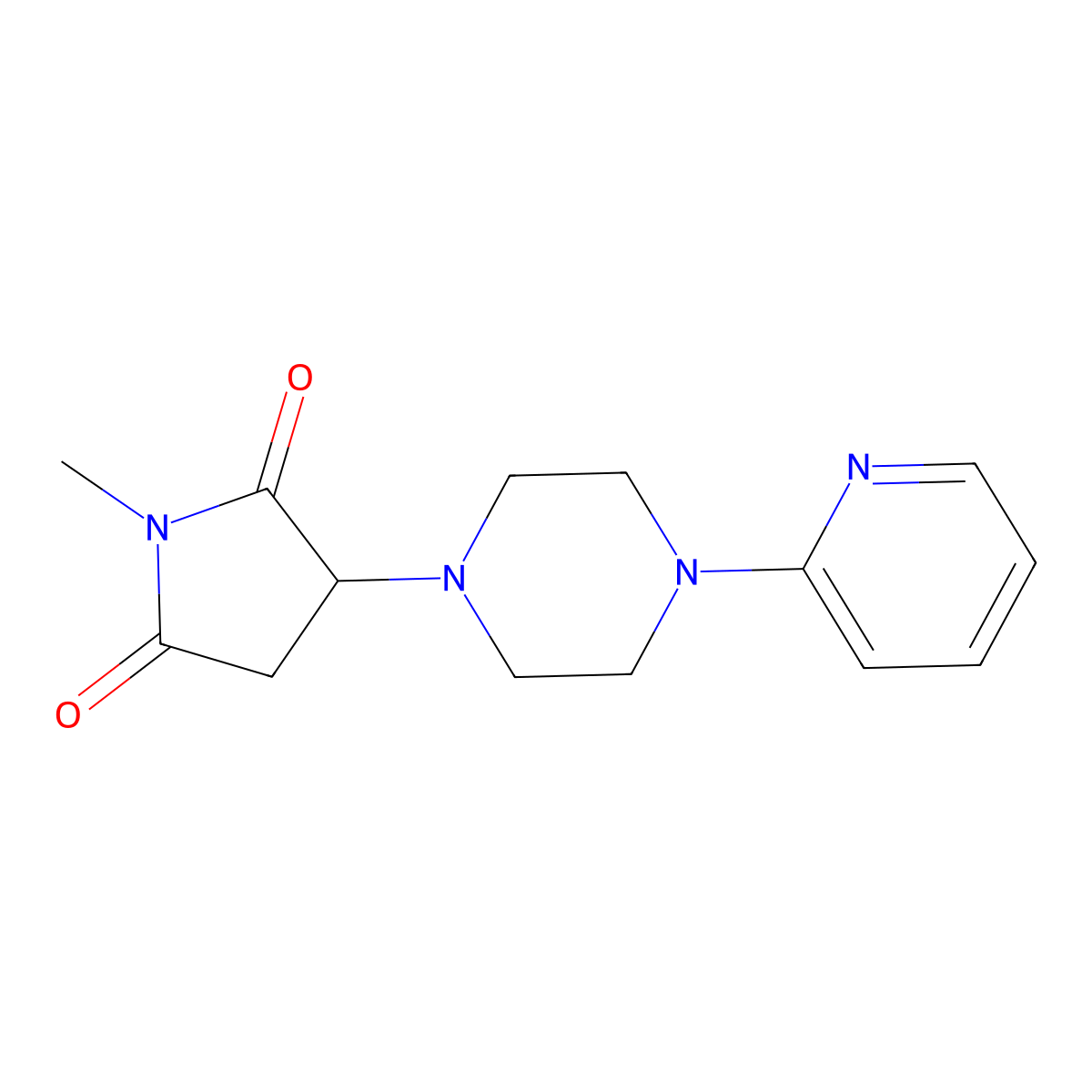 1-Methyl-3-[4-(pyridin-2-yl)piperazin-1-yl]pyrrolidine-2,5-dione molecular structure, CAS 299949-51-2