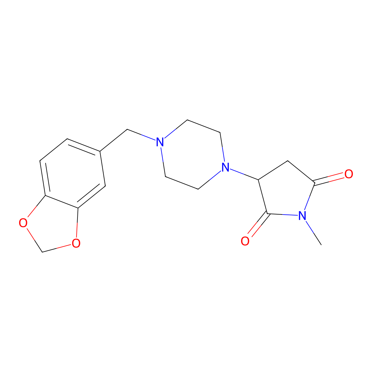 3-[4-(1,3-Benzodioxol-5-ylmethyl)piperazin-1-yl]-1-methylpyrrolidine-2,5-dione molecular structure, CAS 299949-53-4