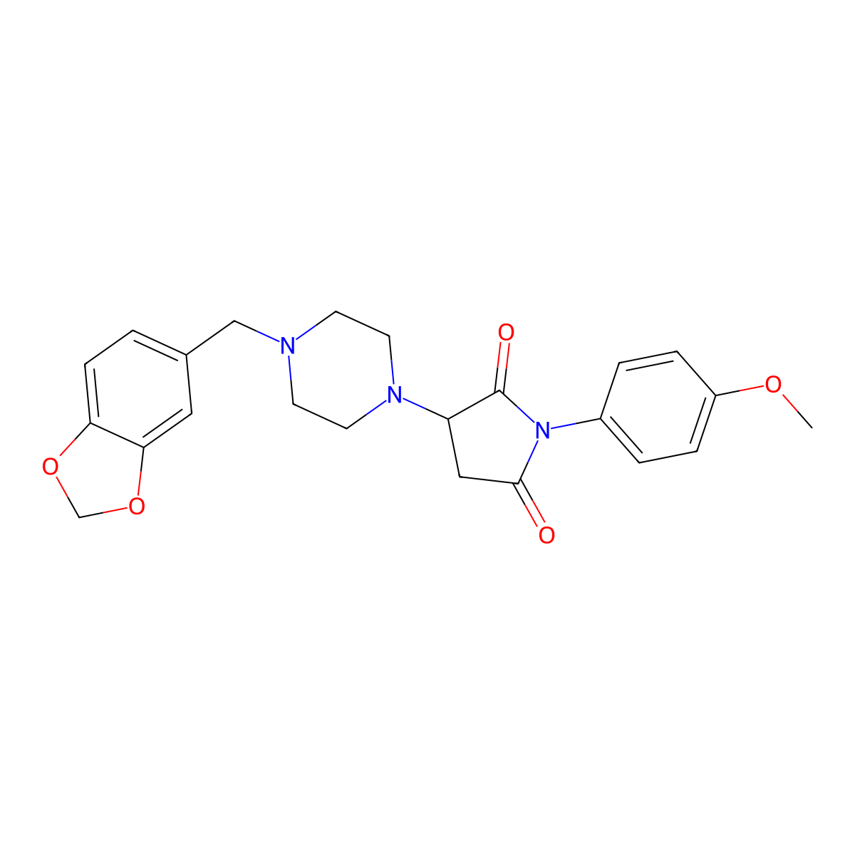 3-[4-(1,3-Benzodioxol-5-ylmethyl)piperazin-1-yl]-1-(4-methoxyphenyl)pyrrolidine-2,5-dione molecular structure, CAS 299949-55-6