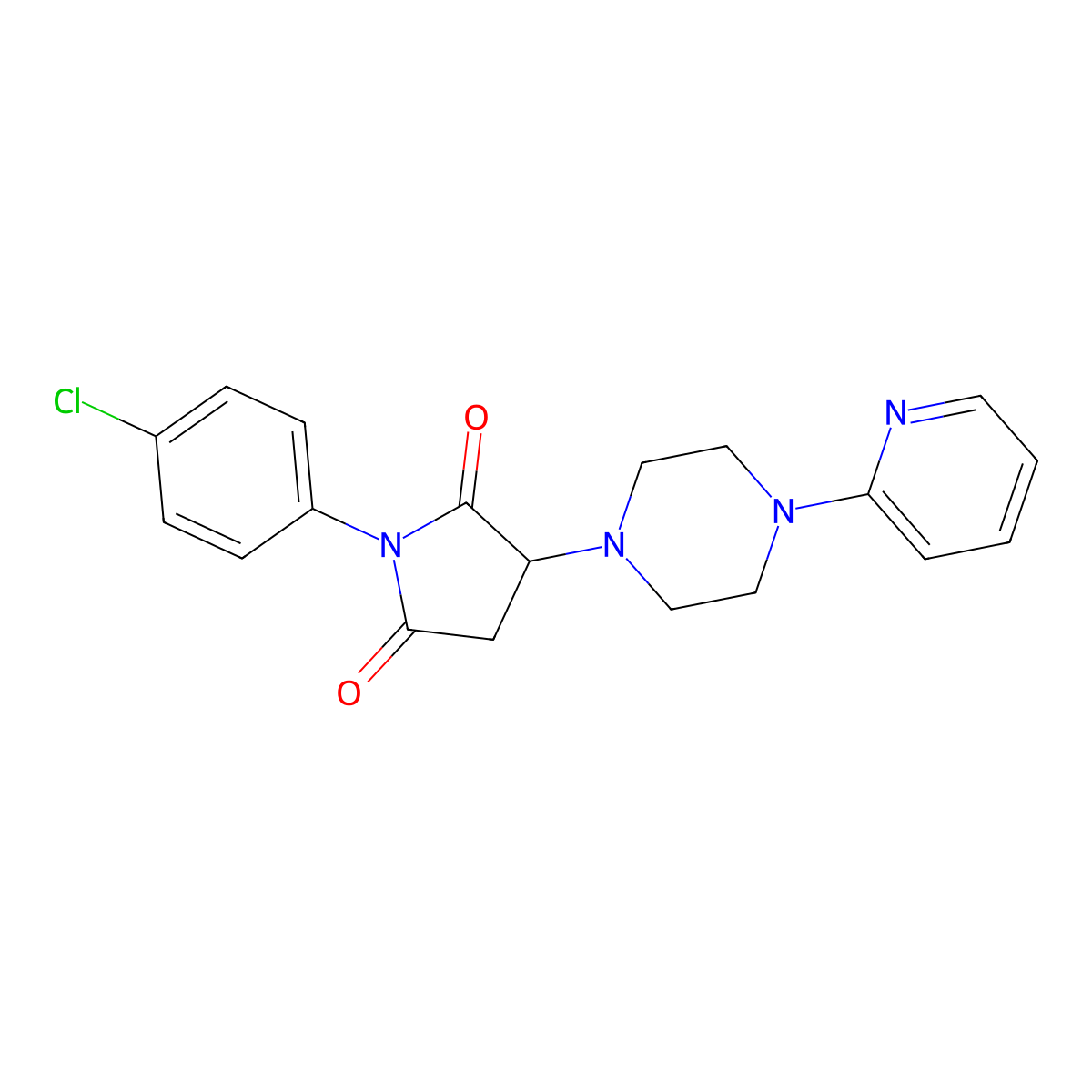 1-(4-Chlorophenyl)-3-(4-pyridin-2-ylpiperazin-1-yl)pyrrolidine-2,5-dione molecular structure, CAS 299949-58-9