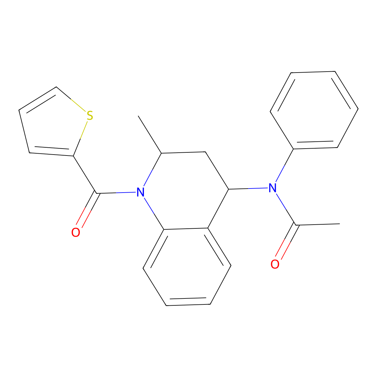 N-Phenyl-N-[1,2,3,4-tetrahydro-2-methyl-1-(2-thienylcarbonyl)-4-quinolinyl]acetamide molecular structure, CAS 299949-85-2