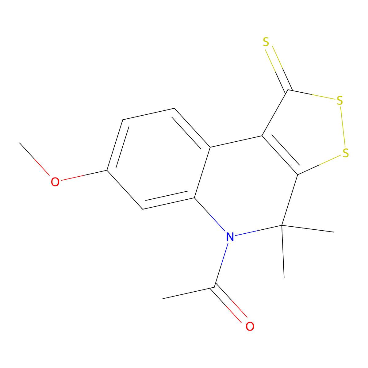 5-Acetyl-7-methoxy-4,4-dimethyl-4,5-dihydro-1H-[1,2]dithiolo[3,4-c]quinoline-1-thione molecular structure, CAS 299949-88-5