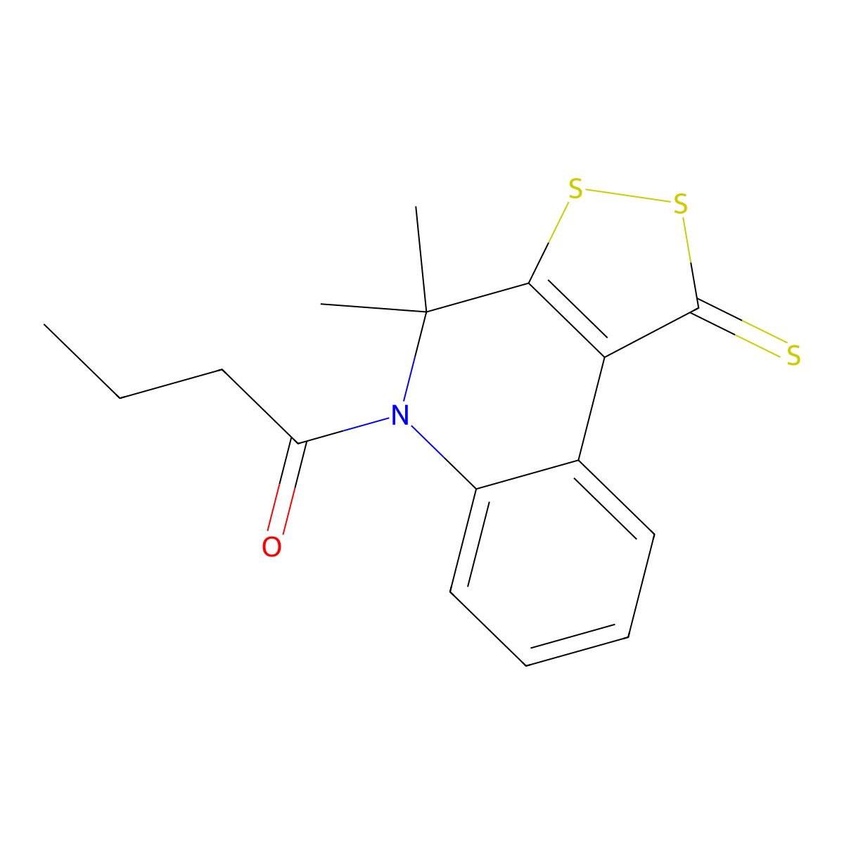 1-(4,4-Dimethyl-1-sulfanylidenedithiolo[3,4-c]quinolin-5-yl)butan-1-one molecular structure, CAS 299949-90-9