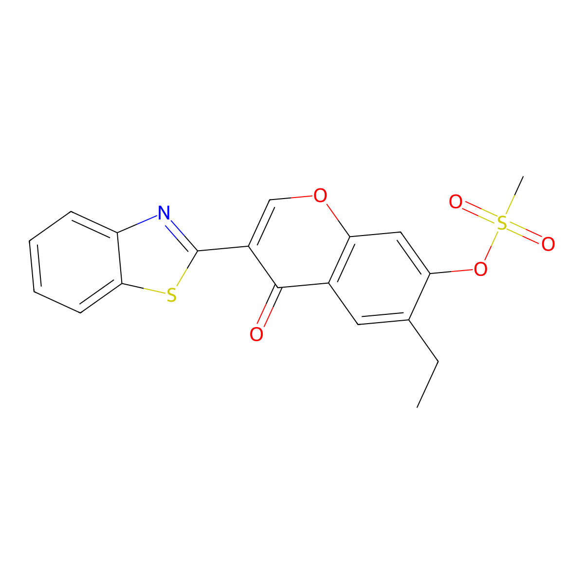 3-(benzo[d]thiazol-2-yl)-6-ethyl-4-oxo-4H-chromen-7-yl methanesulfonate molecular structure, CAS 299950-48-4