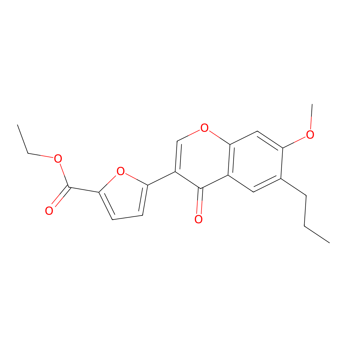 Ethyl 5-(7-methoxy-4-oxo-6-propylchromen-3-yl)furan-2-carboxylate molecular structure, CAS 299951-55-6