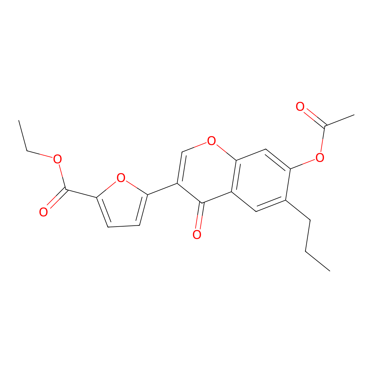 ethyl 5-(7-acetoxy-4-oxo-6-propyl-4H-chromen-3-yl)furan-2-carboxylate molecular structure, CAS 299951-57-8