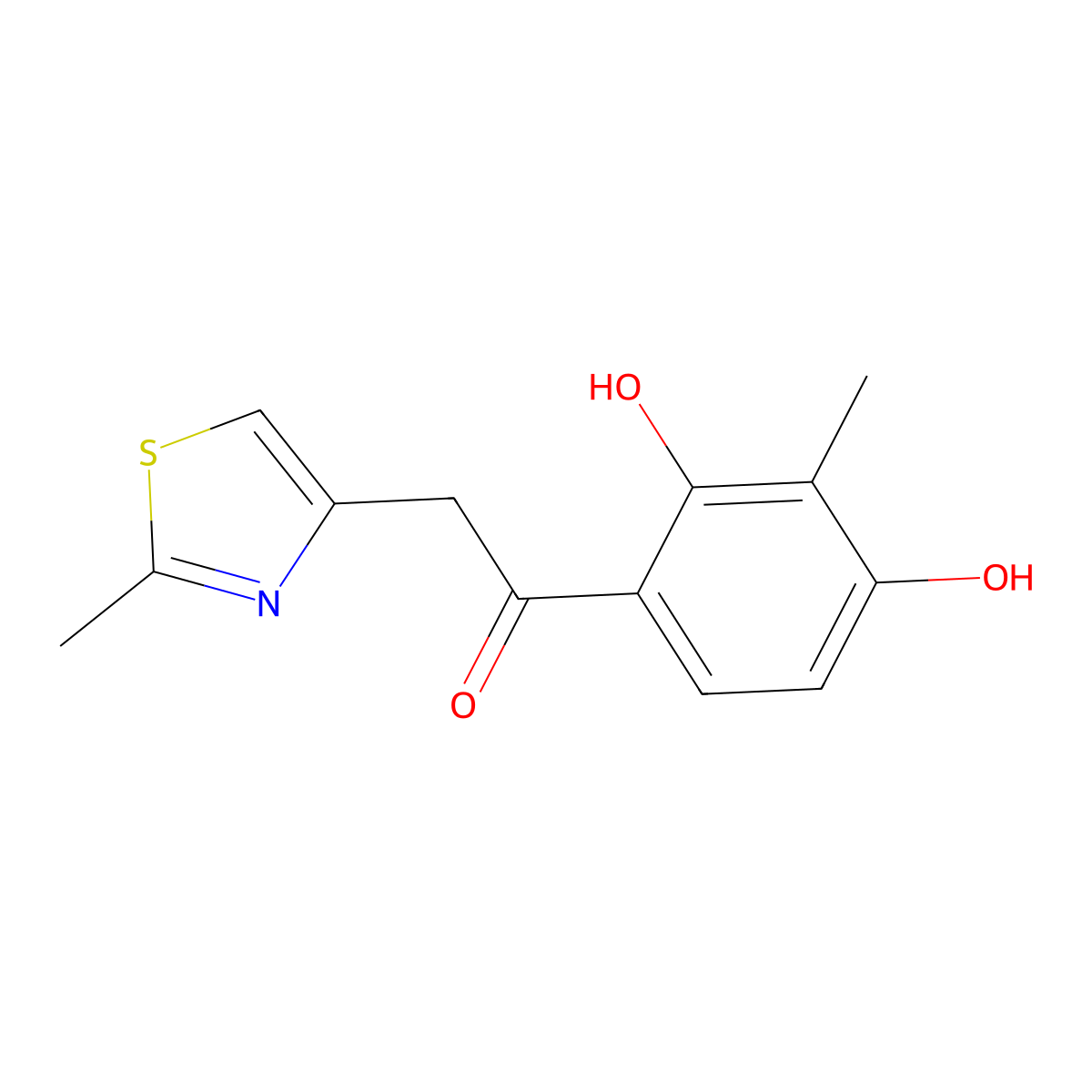 1-(2,4-Dihydroxy-3-methylphenyl)-2-(2-methyl-1,3-thiazol-4-yl)ethanone molecular structure, CAS 299951-64-7