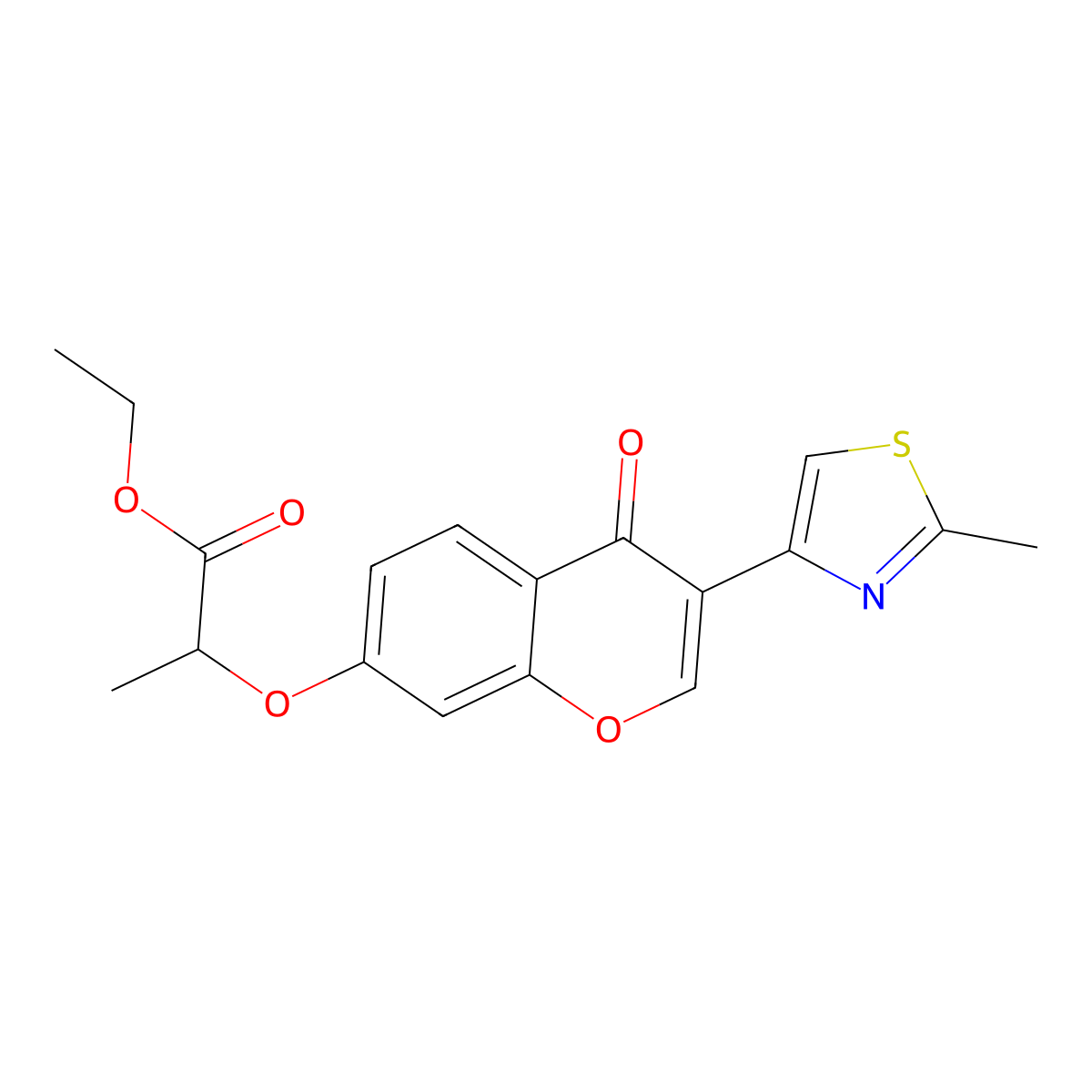 ethyl 2-((3-(2-methylthiazol-4-yl)-4-oxo-4H-chromen-7-yl)oxy)propanoate molecular structure, CAS 299951-68-1
