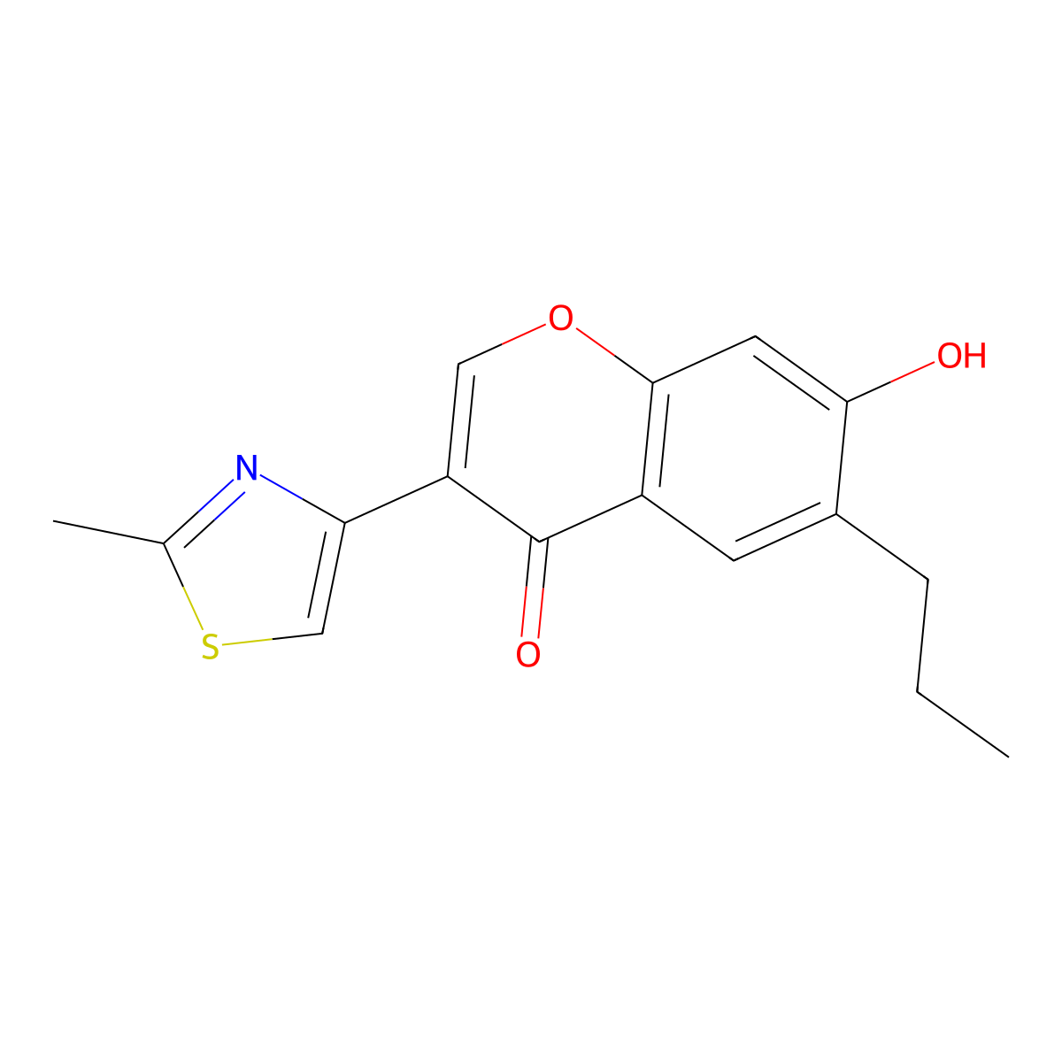 7-hydroxy-3-(2-methylthiazol-4-yl)-6-propyl-4H-chromen-4-one molecular structure, CAS 299952-03-7