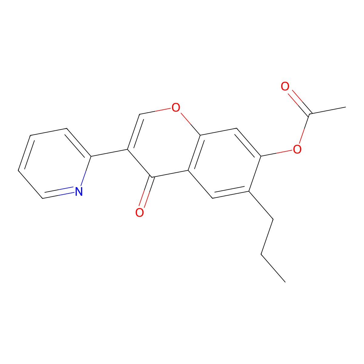 (4-Oxo-6-propyl-3-pyridin-2-ylchromen-7-yl) acetate molecular structure, CAS 299952-11-7