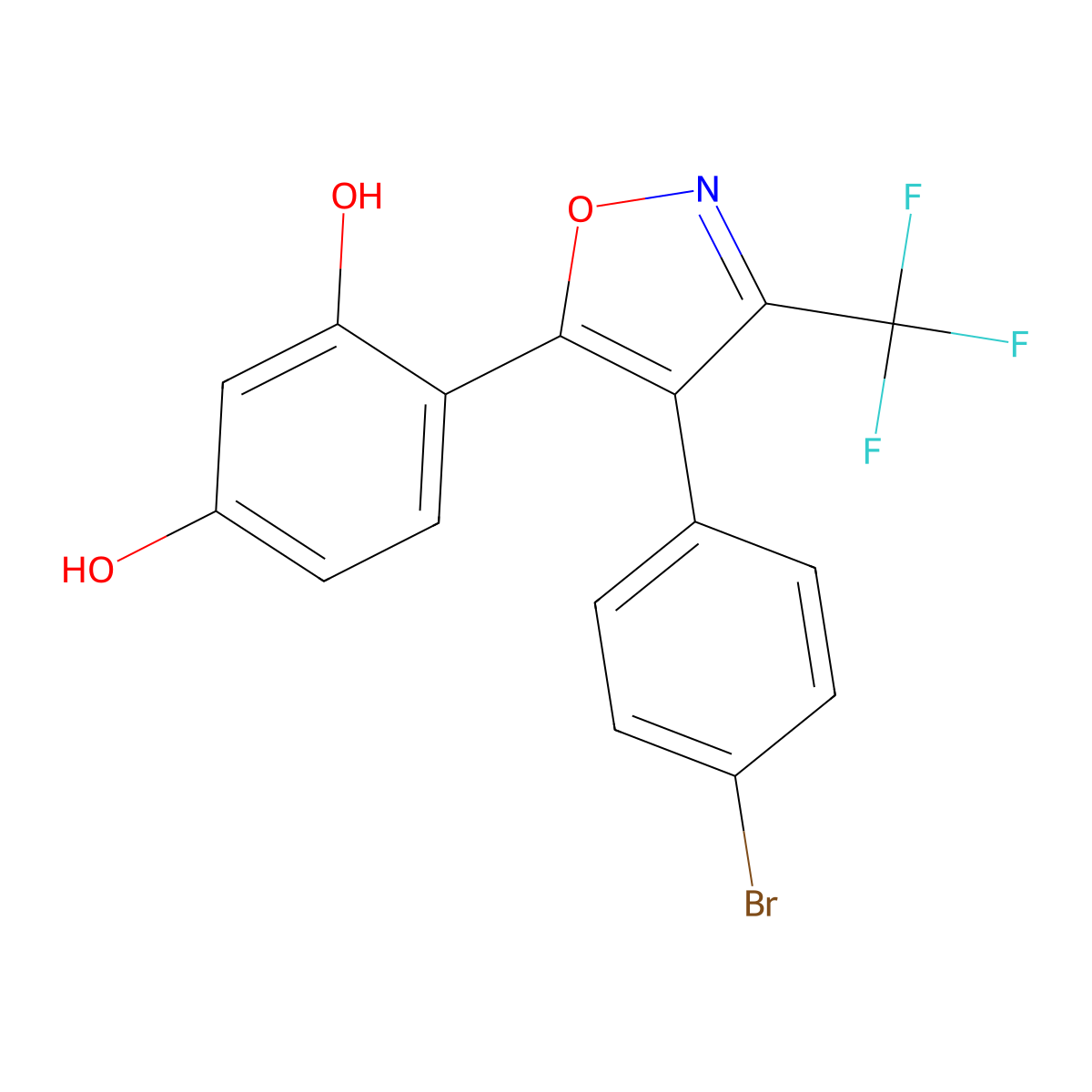 4-[4-(4-Bromophenyl)-3-(trifluoromethyl)-1,2-oxazol-5-yl]benzene-1,3-diol molecular structure, CAS 299952-16-2