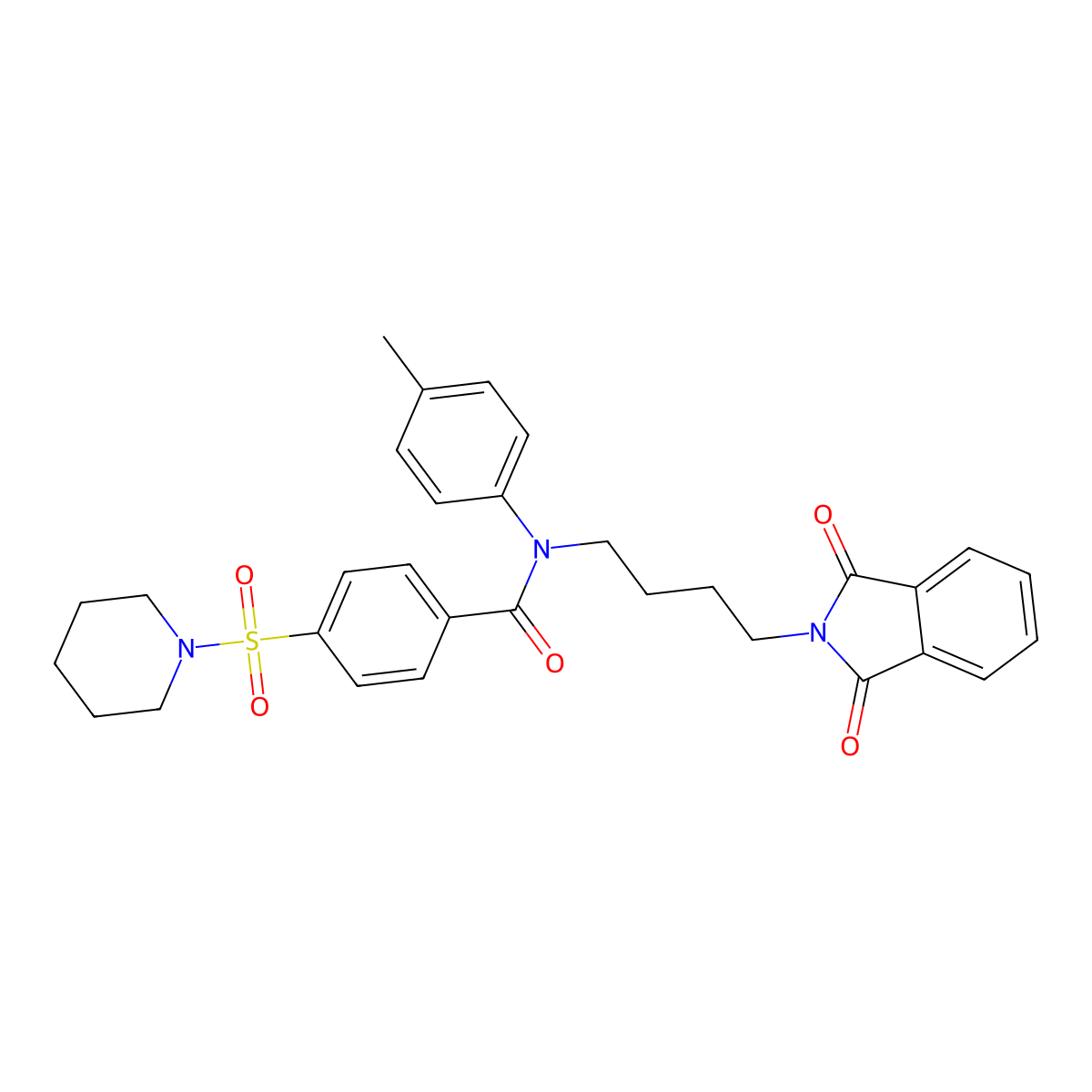 N-(4-(1,3-dioxoisoindolin-2-yl)butyl)-4-(piperidin-1-ylsulfonyl)-N-(p-tolyl)benzamide molecular structure, CAS 299952-38-8