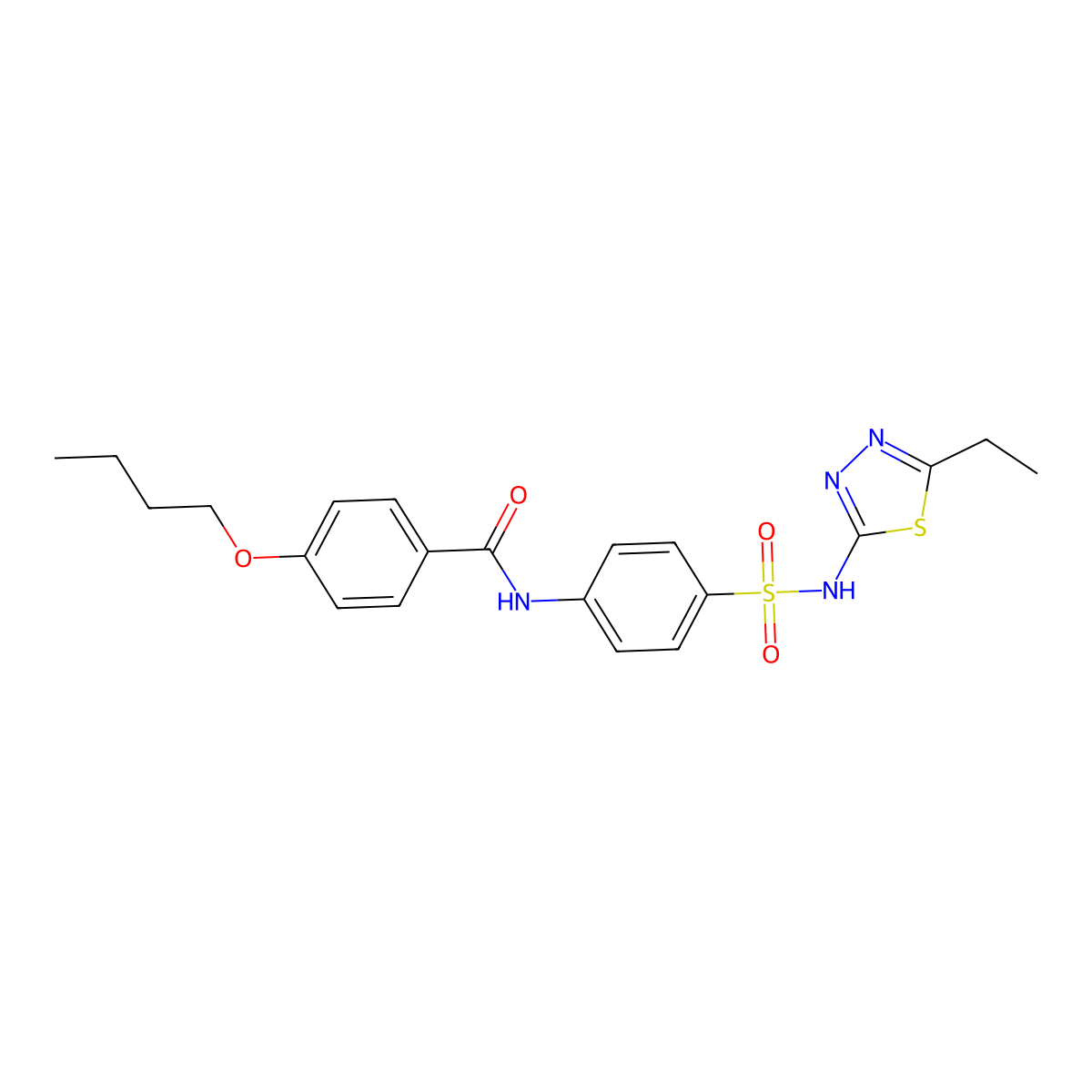 4-Butoxy-N-{4-[(5-ethyl-1,3,4-thiadiazol-2-YL)sulfamoyl]phenyl}benzamide molecular structure, CAS 299952-41-3