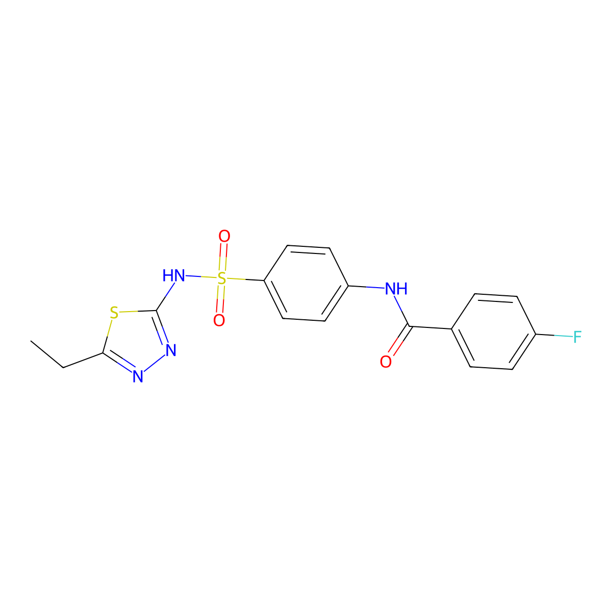 N-(4-{[(5-ethyl-1,3,4-thiadiazol-2-yl)amino]sulfonyl}phenyl)-4-fluorobenzamide molecular structure, CAS 299952-42-4