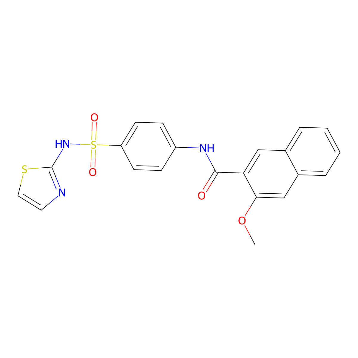3-methoxy-N-(4-(N-(thiazol-2-yl)sulfamoyl)phenyl)-2-naphthamide molecular structure, CAS 299952-47-9