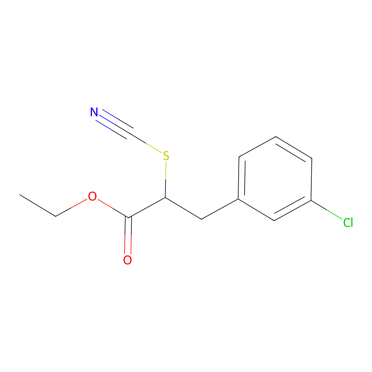 Ethyl 3-(3-chlorophenyl)-2-thiocyanatopropanoate molecular structure, CAS 299953-08-5