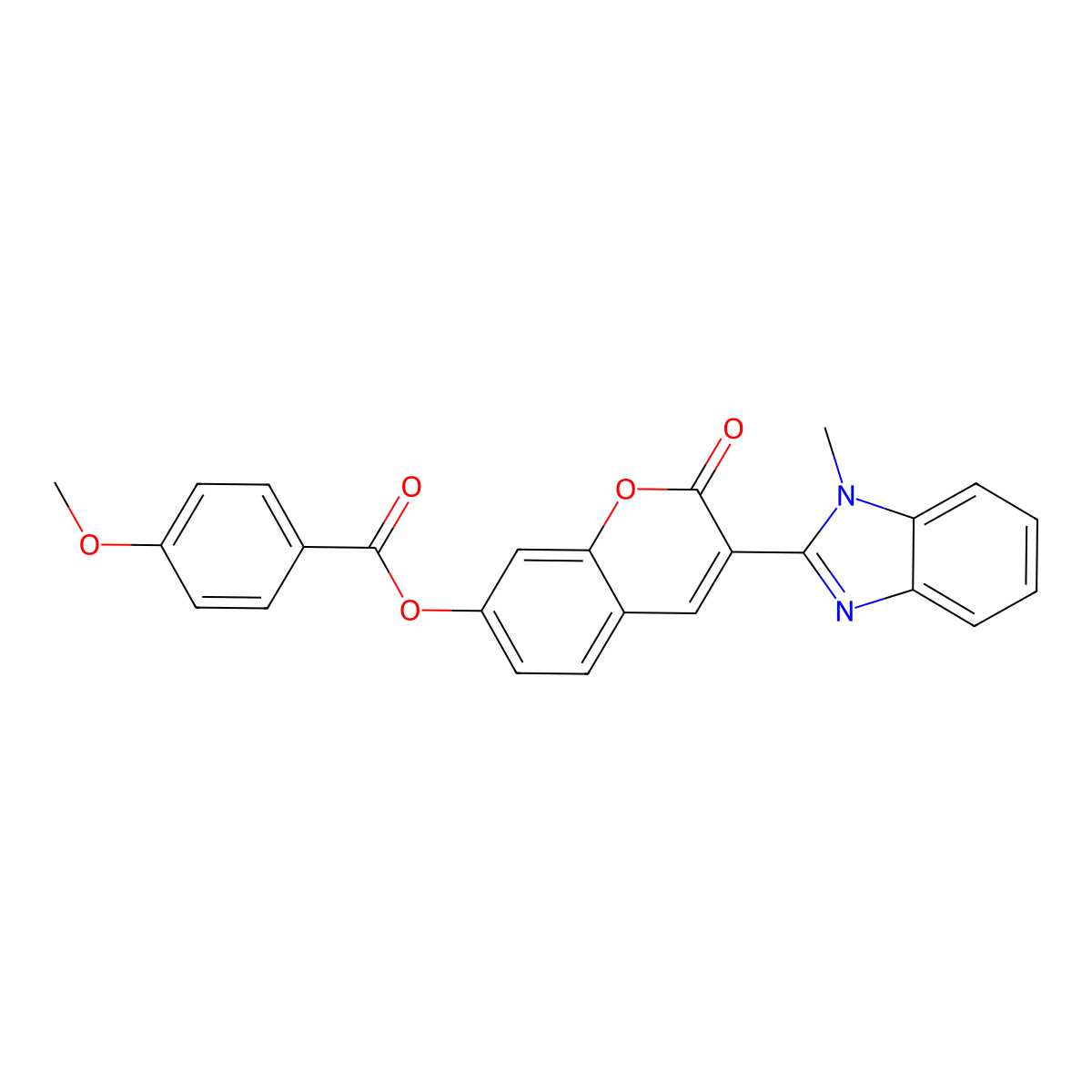 3-(1-methyl-1H-benzimidazol-2-yl)-2-oxo-2H-chromen-7-yl 4-methoxybenzoate molecular structure, CAS 299953-20-1