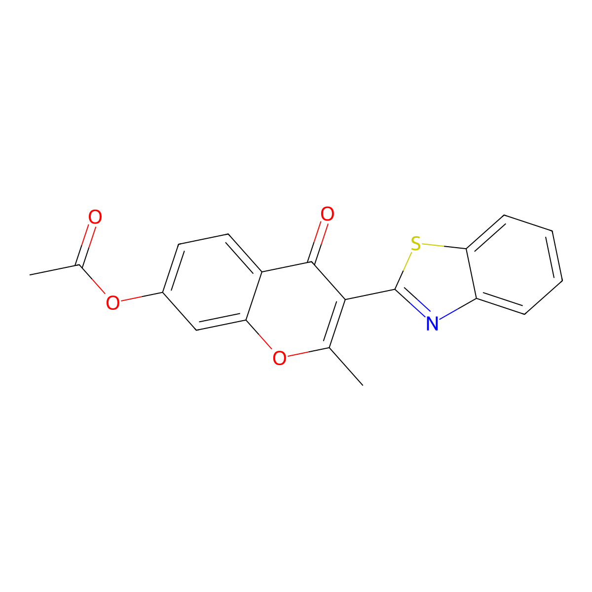 3-(1,3-benzothiazol-2-yl)-2-methyl-4-oxo-4H-chromen-7-yl acetate molecular structure, CAS 299953-24-5