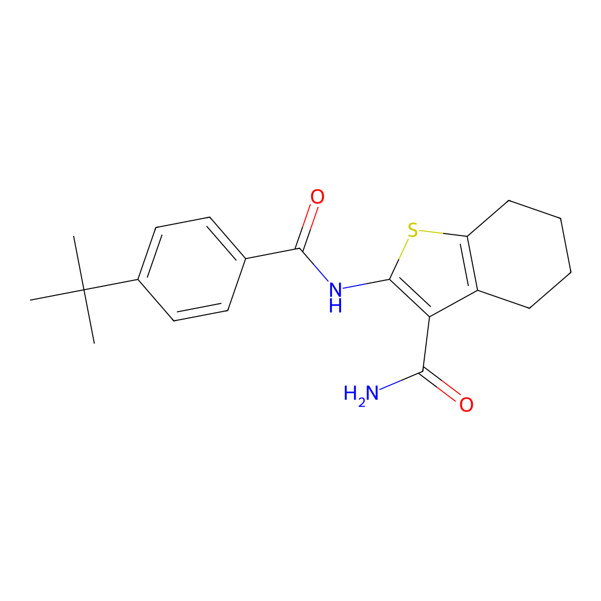 2-((4-(1,1-Dimethylethyl)benzoyl)amino)-4,5,6,7-tetrahydrobenzo(b)thiophene-3-carboxamide molecular structure, CAS 299954-06-6