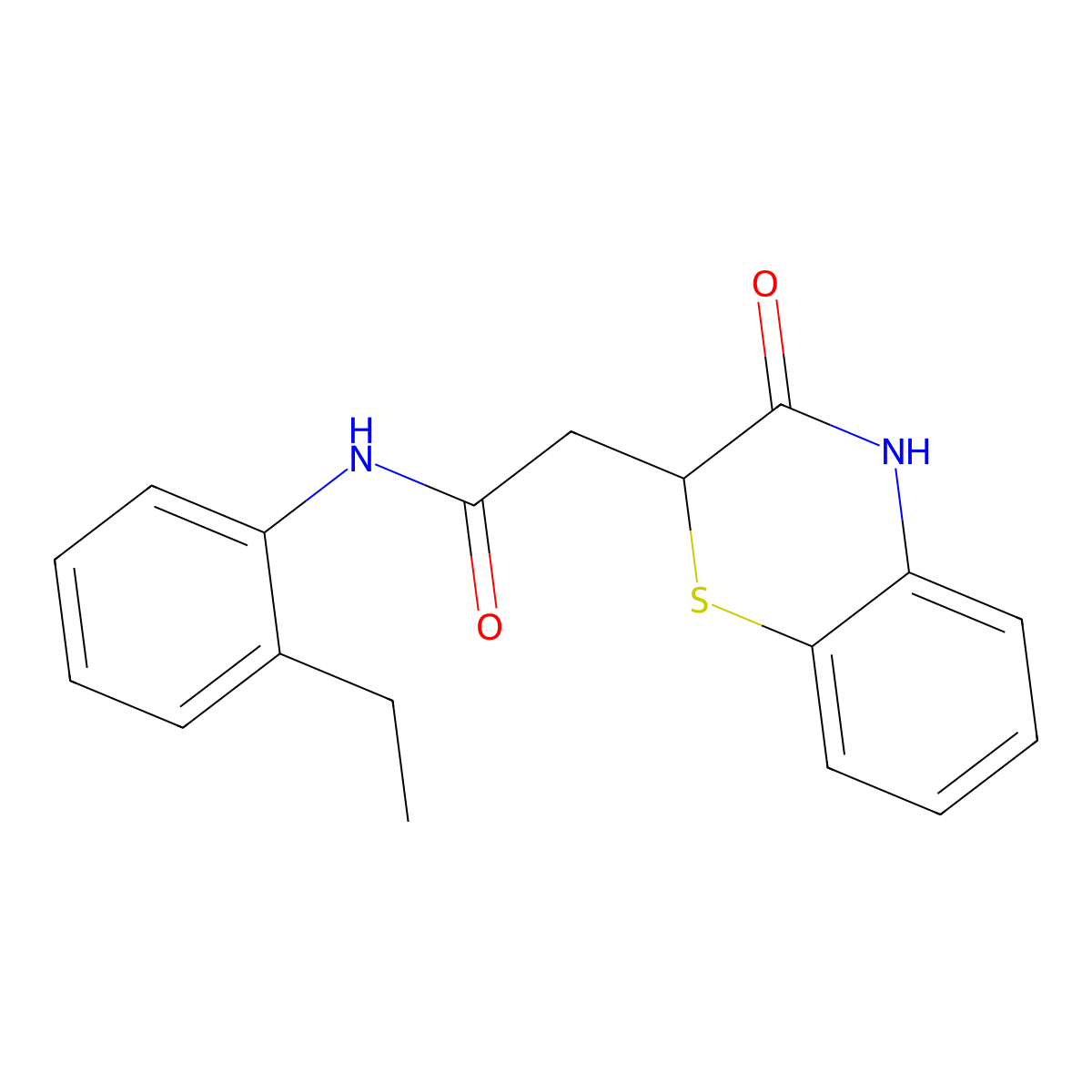 N-(2-ethylphenyl)-2-(3-oxo-3,4-dihydro-2H-1,4-benzothiazin-2-yl)acetamide molecular structure, CAS 299954-15-7
