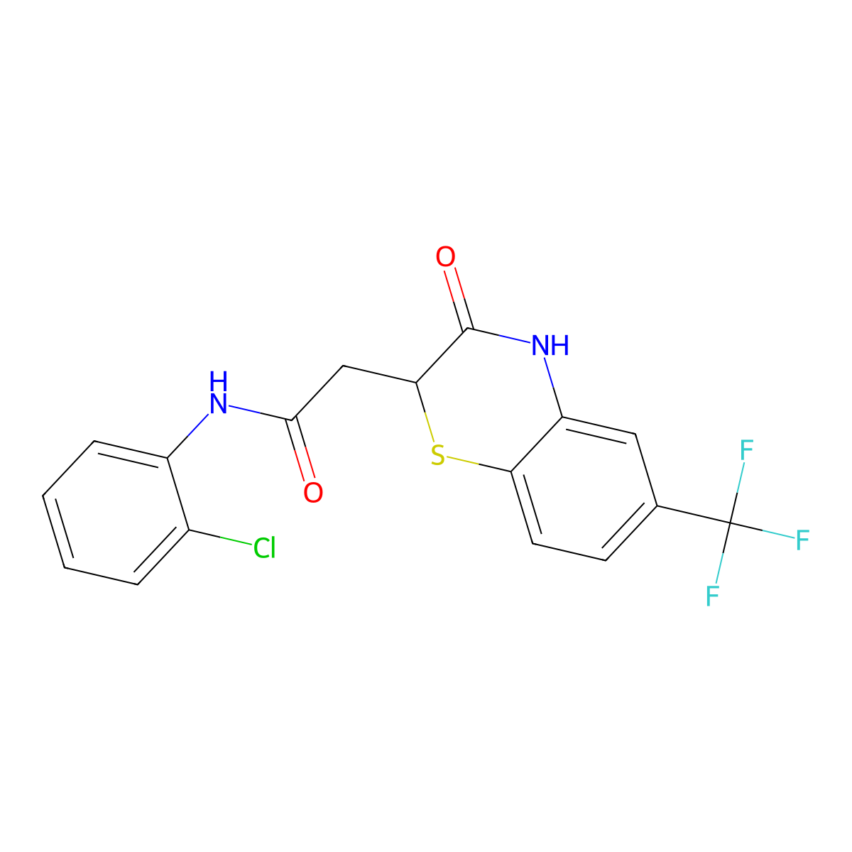 N-(2-chlorophenyl)-2-[3-oxo-6-(trifluoromethyl)-3,4-dihydro-2H-1,4-benzothiazin-2-yl]acetamide molecular structure, CAS 299954-16-8