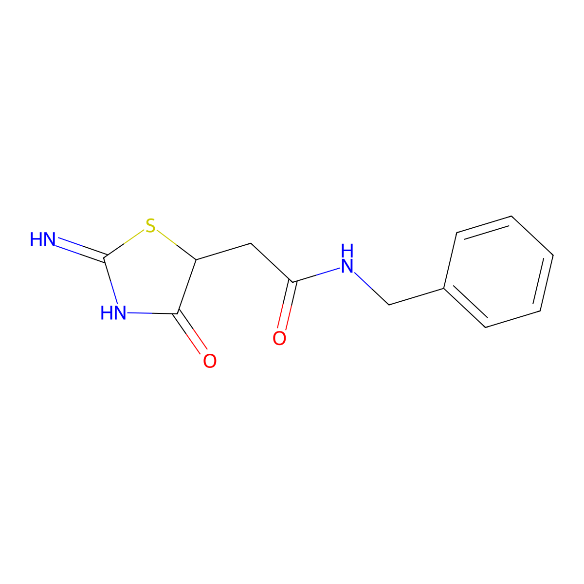 N-benzyl-2-(2-imino-4-oxo-1,3-thiazolidin-5-yl)acetamide molecular structure, CAS 299954-17-9