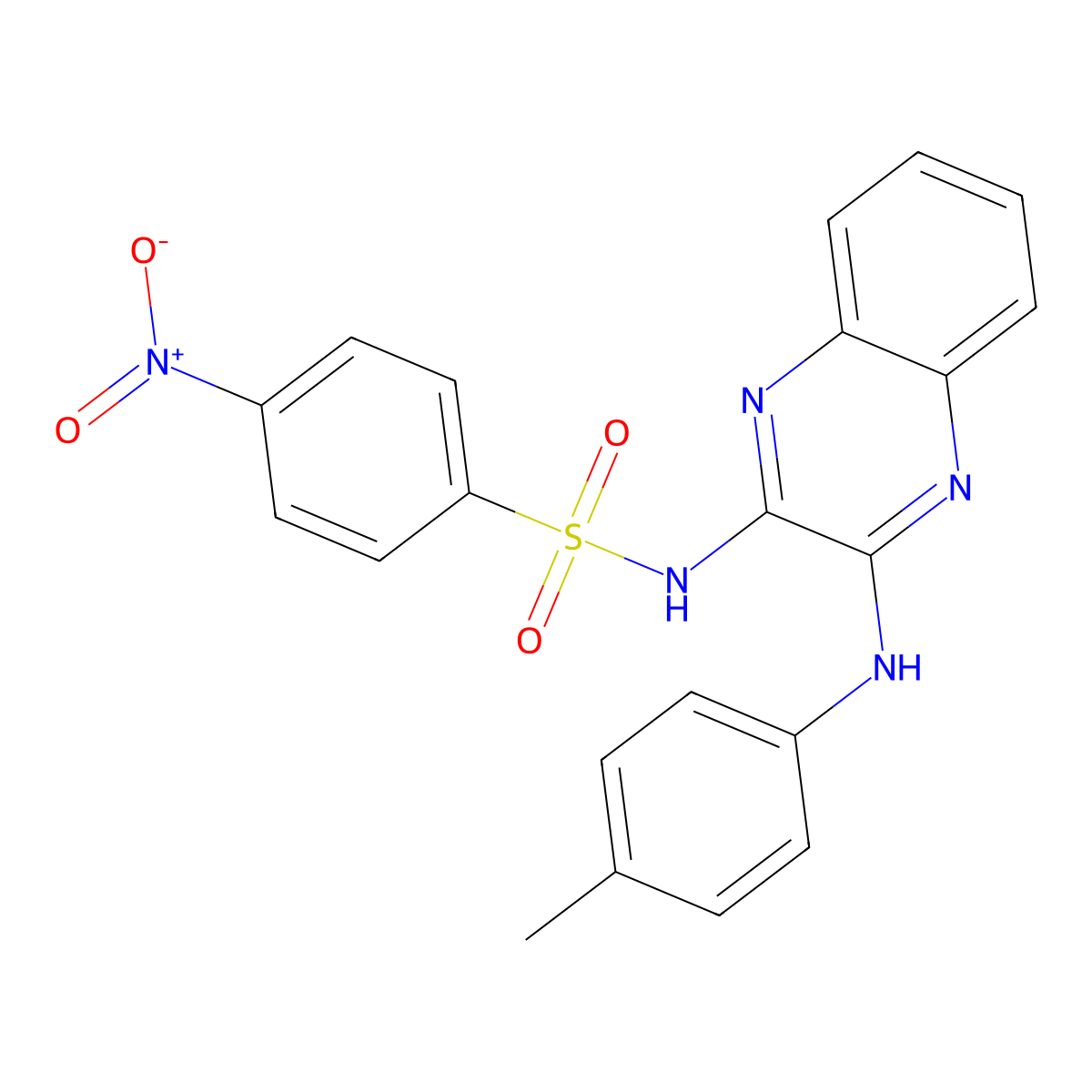4-nitro-N-(3-(p-tolylamino)quinoxalin-2-yl)benzenesulfonamide molecular structure, CAS 299954-87-3