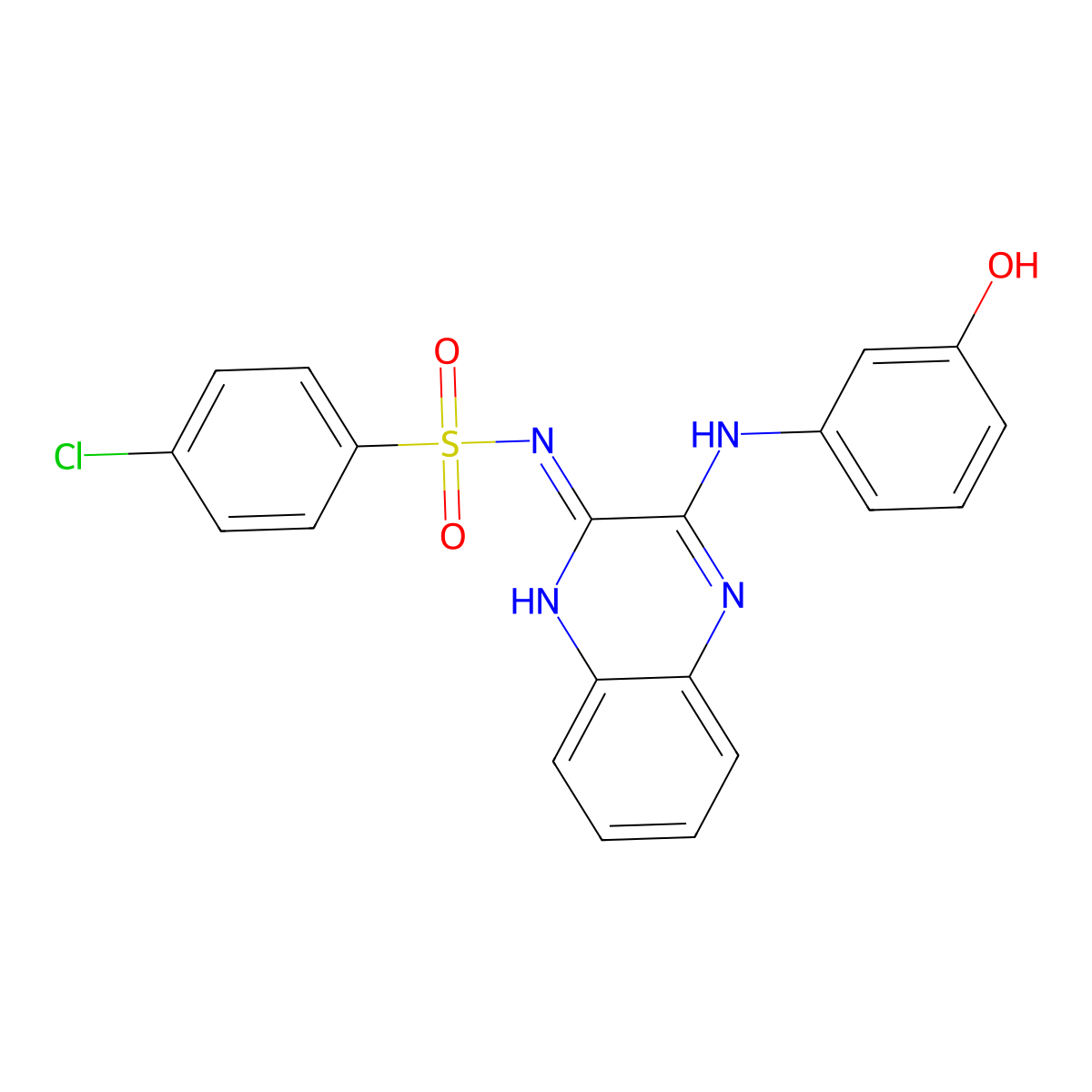 4-chloro-N-[3-(3-hydroxyanilino)-2-quinoxalinyl]benzenesulfonamide molecular structure, CAS 299955-10-5