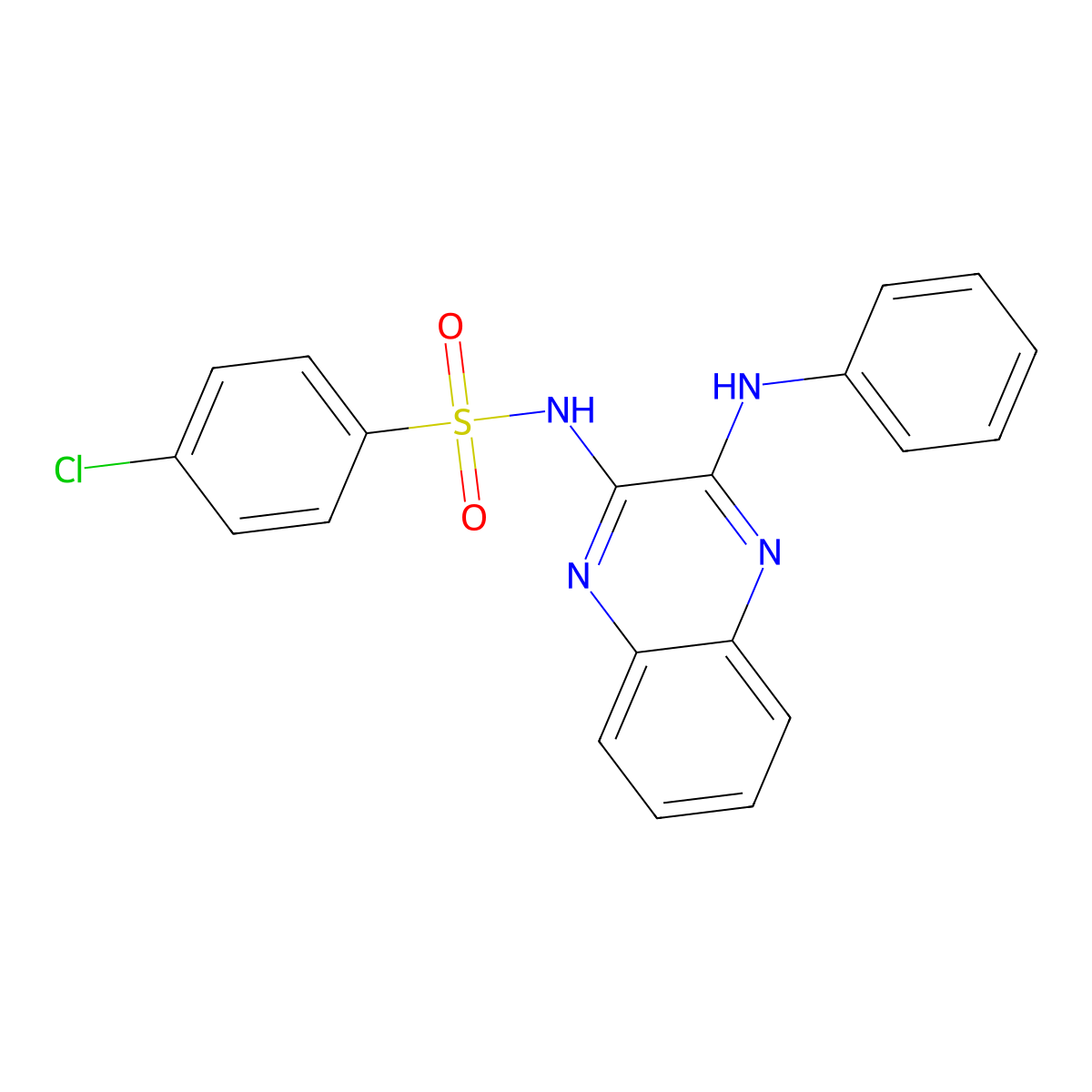 N-(3-anilinoquinoxalin-2-yl)-4-chlorobenzenesulfonamide molecular structure, CAS 299955-16-1