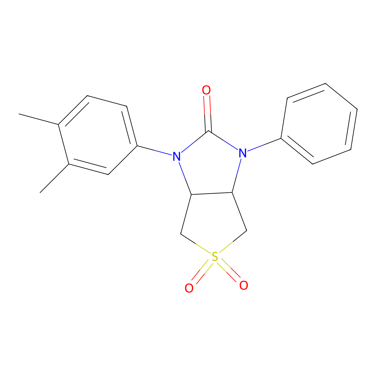 1-(3,4-dimethylphenyl)-3-phenyltetrahydro-1H-thieno[3,4-d]imidazol-2(3H)-one 5,5-dioxide molecular structure, CAS 299955-39-8