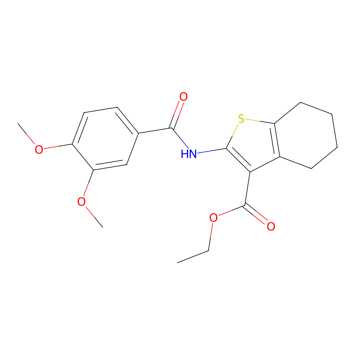 Ethyl 2-[(3,4-dimethoxybenzoyl)amino]-4,5,6,7-tetrahydro-1-benzothiophene-3-carboxylate molecular structure, CAS 299955-47-8