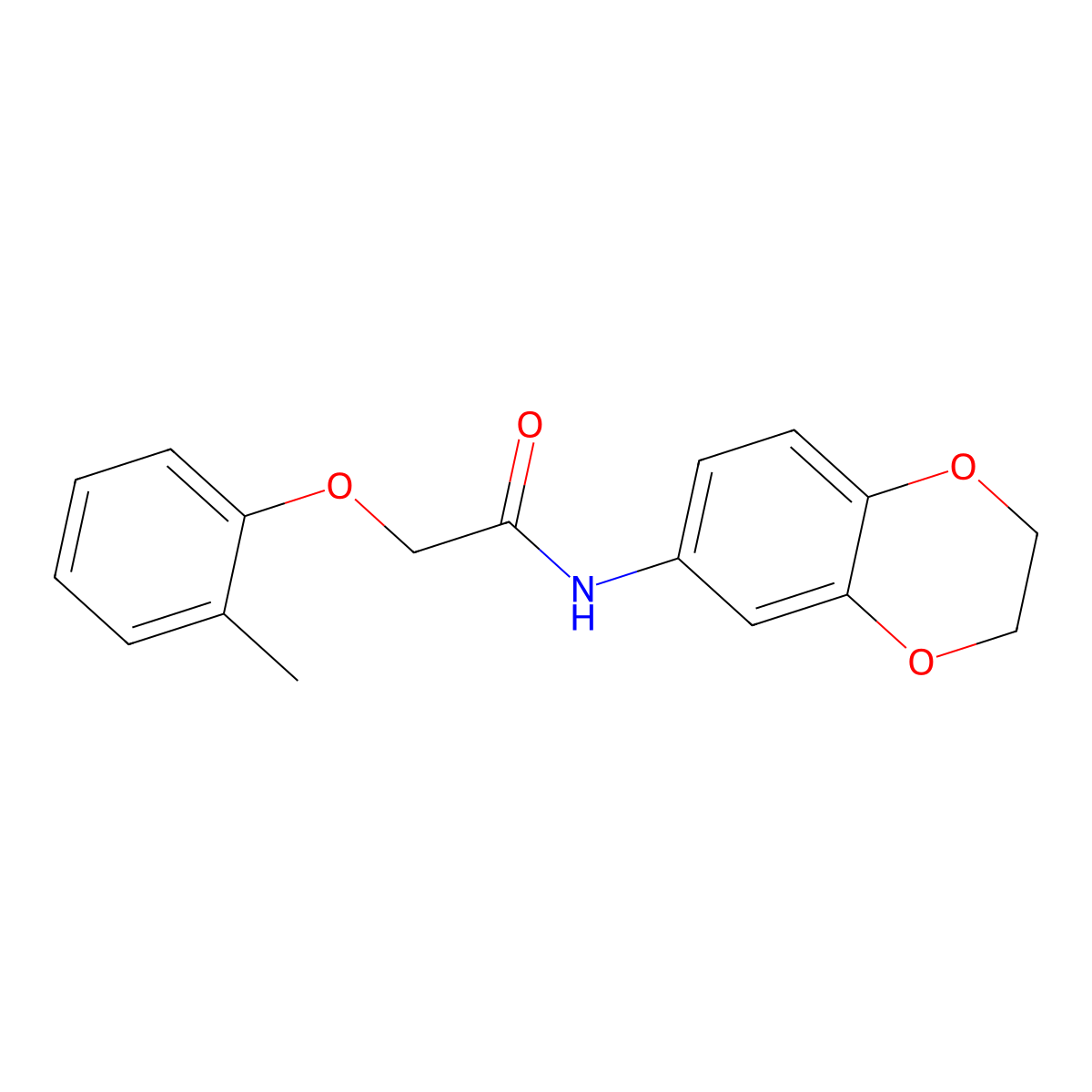 N-(2,3-dihydro-1,4-benzodioxin-6-yl)-2-(2-methylphenoxy)acetamide molecular structure, CAS 299955-84-3