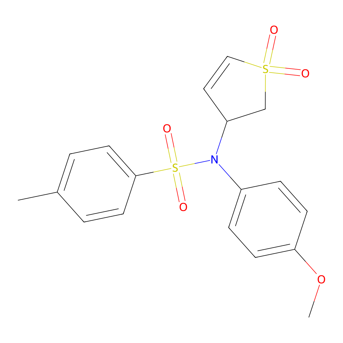 N-(1,1-dioxo-2,3-dihydrothiophen-3-yl)-N-(4-methoxyphenyl)-4-methylbenzenesulfonamide molecular structure, CAS 299955-96-7