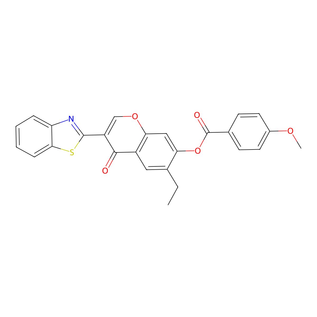 3-(benzo[d]thiazol-2-yl)-6-ethyl-4-oxo-4H-chromen-7-yl 4-methoxybenzoate molecular structure, CAS 299956-15-3