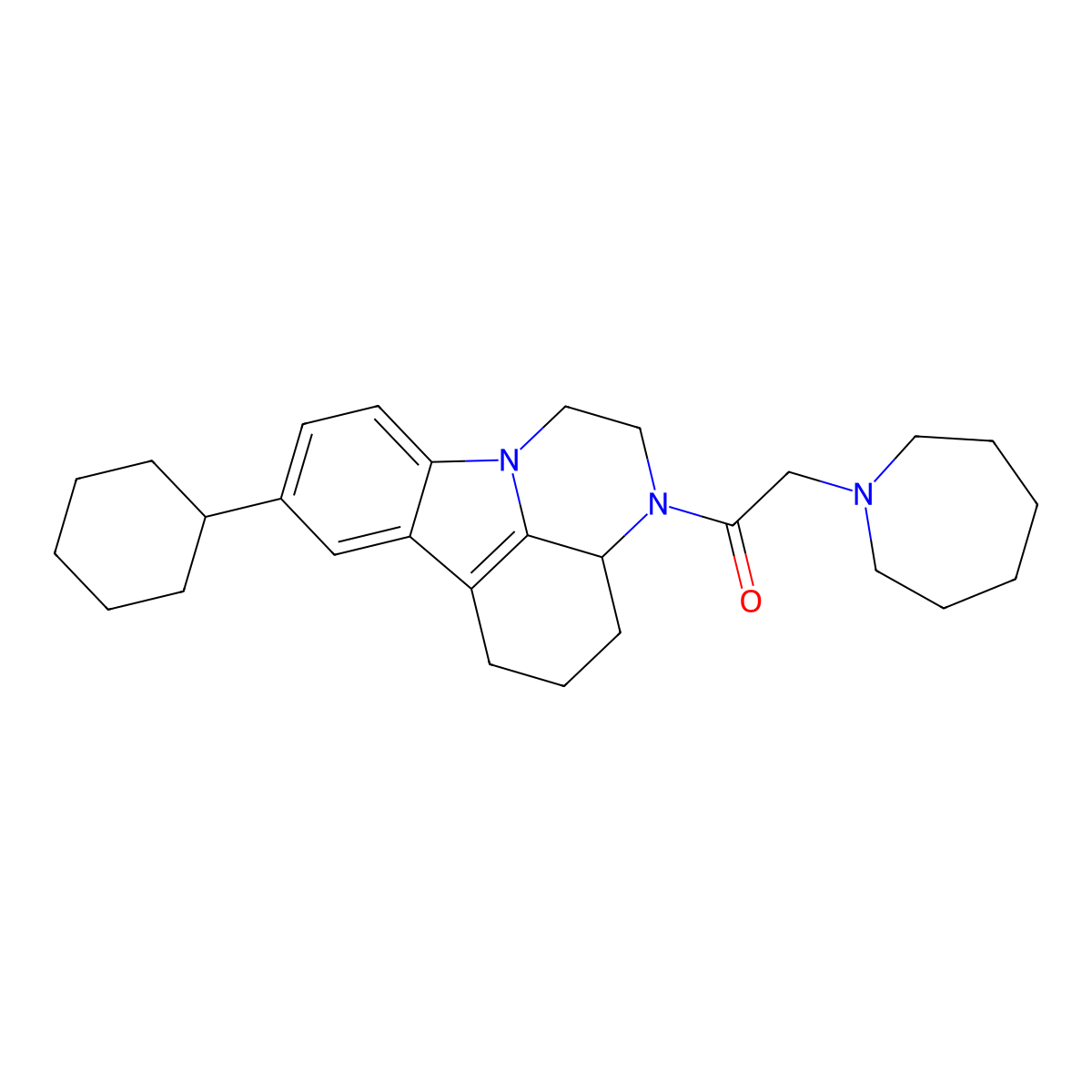 3-(1-azepanylacetyl)-8-cyclohexyl-2,3,3a,4,5,6-hexahydro-1H-pyrazino[3,2,1-jk]carbazole molecular structure, CAS 299962-20-2