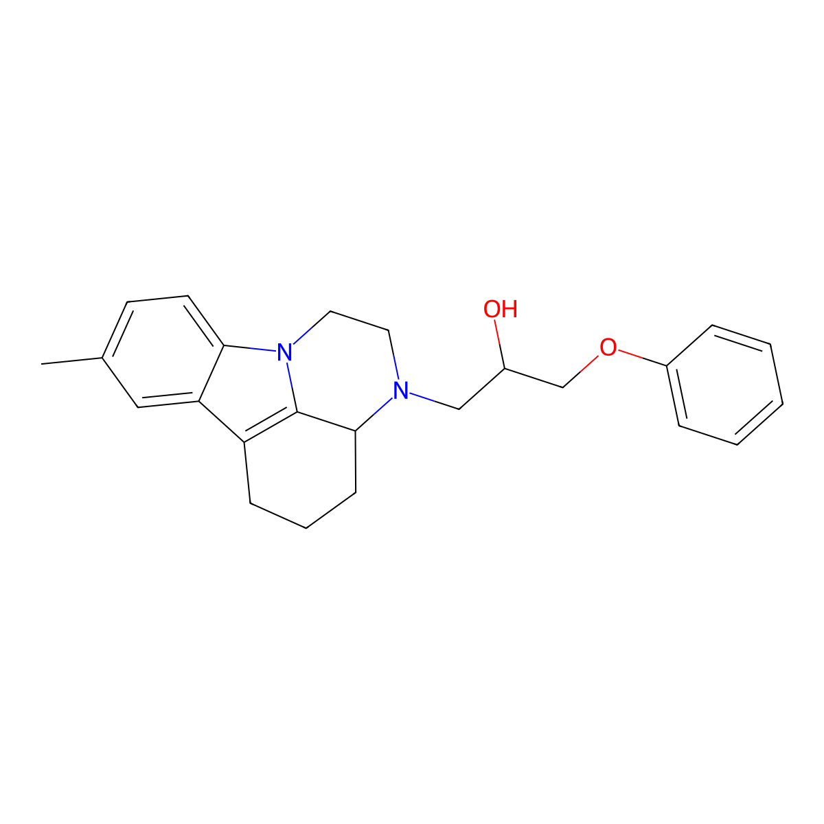 1-(8-Methyl-1,2,3a,4,5,6-hexahydro-3H-pyrazino[3,2,1-jk]carbazol-3-yl)-3-phenoxy-2-propanol molecular structure, CAS 299962-27-9