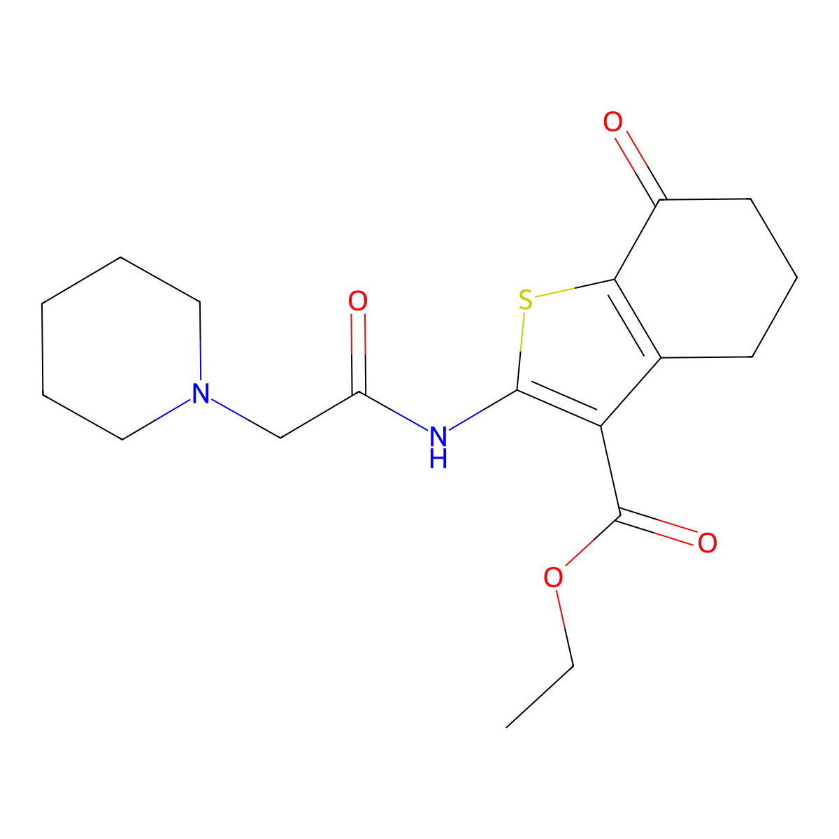 Ethyl 7-oxo-2-[(piperidin-1-ylacetyl)amino]-4,5,6,7-tetrahydro-1-benzothiophene-3-carboxylate molecular structure, CAS 299962-42-8