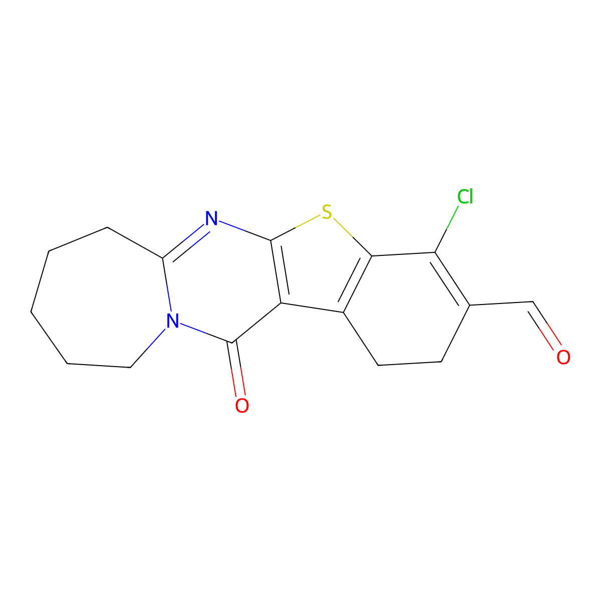 4-Chloro-13-oxo-1,2,7,8,9,10,11,13-octahydro[1]benzothieno[2',3':4,5]pyrimido[1,2-a]azepine-3-carbaldehyde molecular structure, CAS 299962-60-0