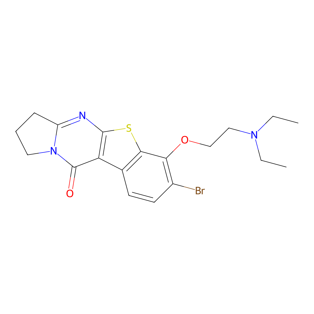 7-Bromo-6-[2-(diethylamino)ethoxy]-2,3-dihydro[1]benzothieno[2,3-d]pyrrolo[1,2-a]pyrimidin-10(1H)-one molecular structure, CAS 299962-65-5