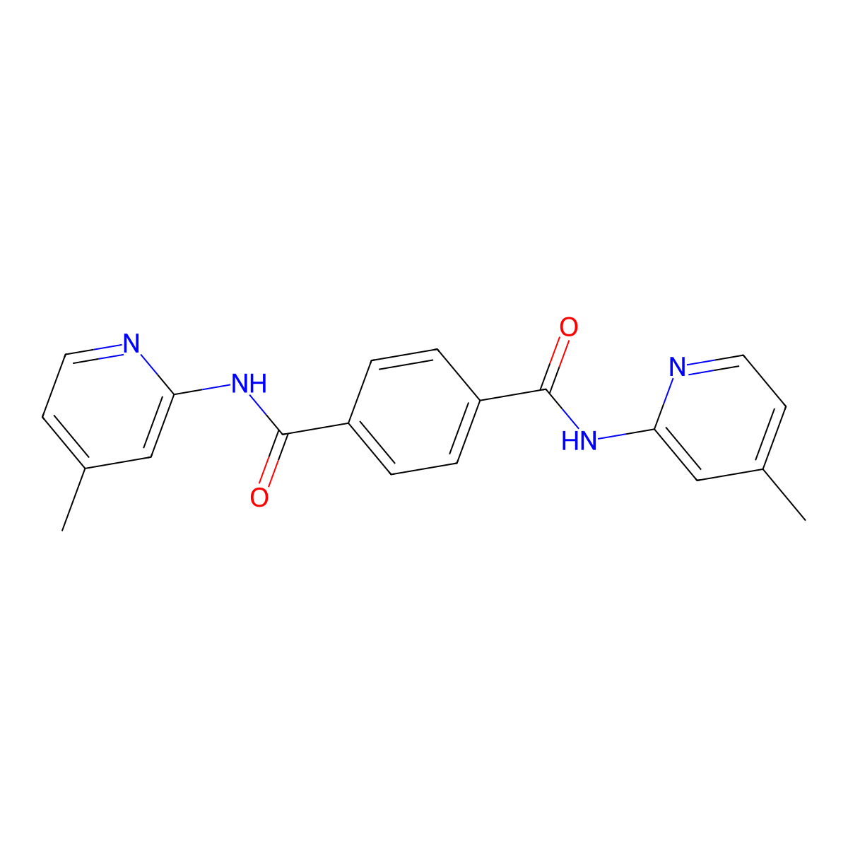 1-N,4-N-bis(4-methylpyridin-2-yl)benzene-1,4-dicarboxamide molecular structure, CAS 299962-75-7