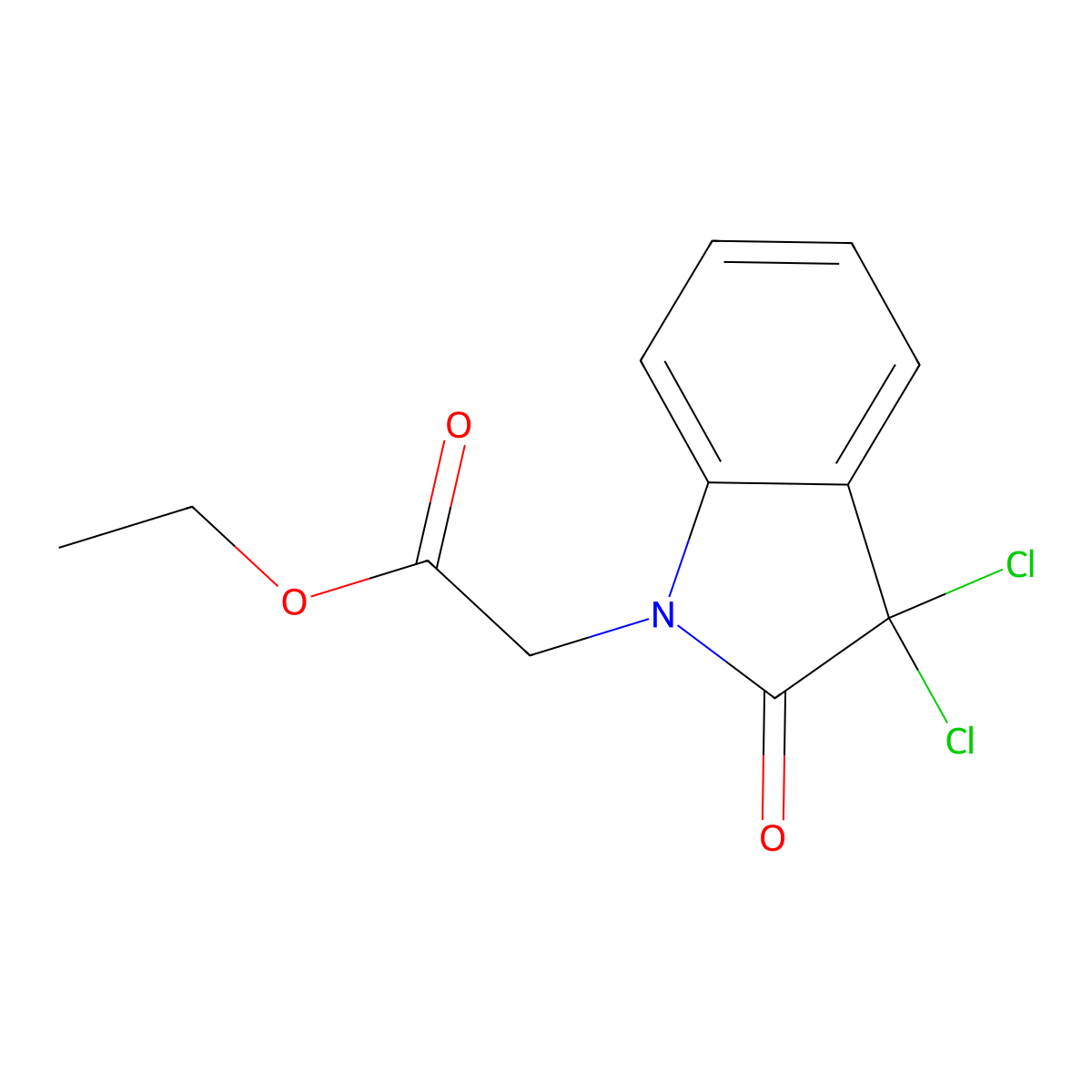 Ethyl 2-(3,3-dichloro-2-oxoindol-1-yl)acetate molecular structure, CAS 299963-42-1