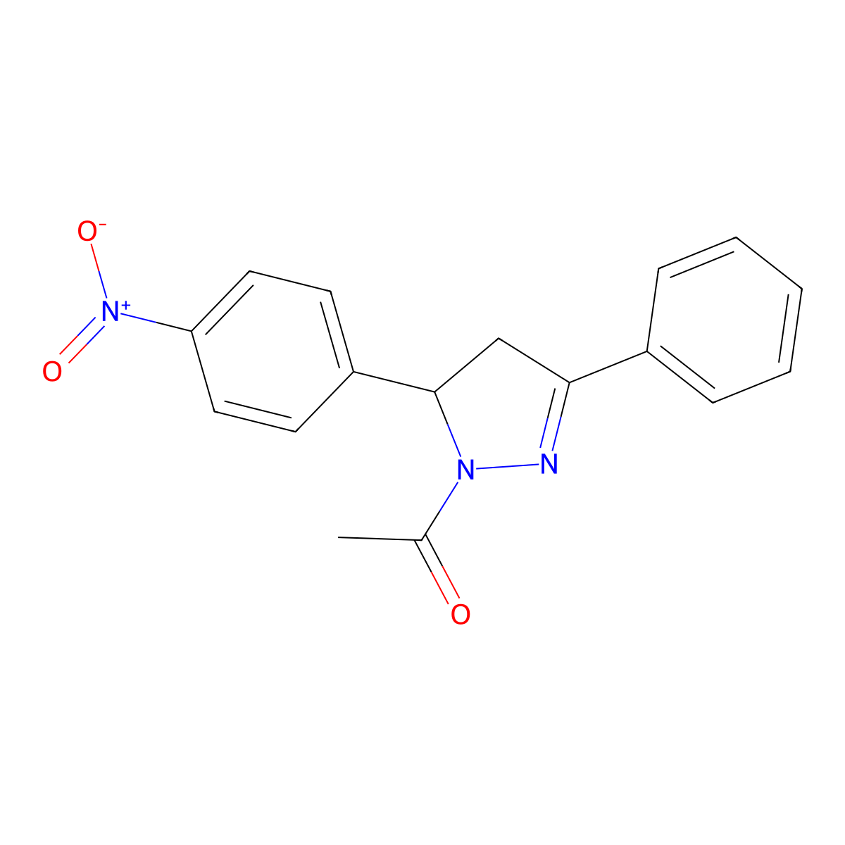 1-[3-(4-Nitrophenyl)-5-phenyl-3,4-dihydropyrazol-2-yl]ethanone molecular structure, CAS 299965-62-1