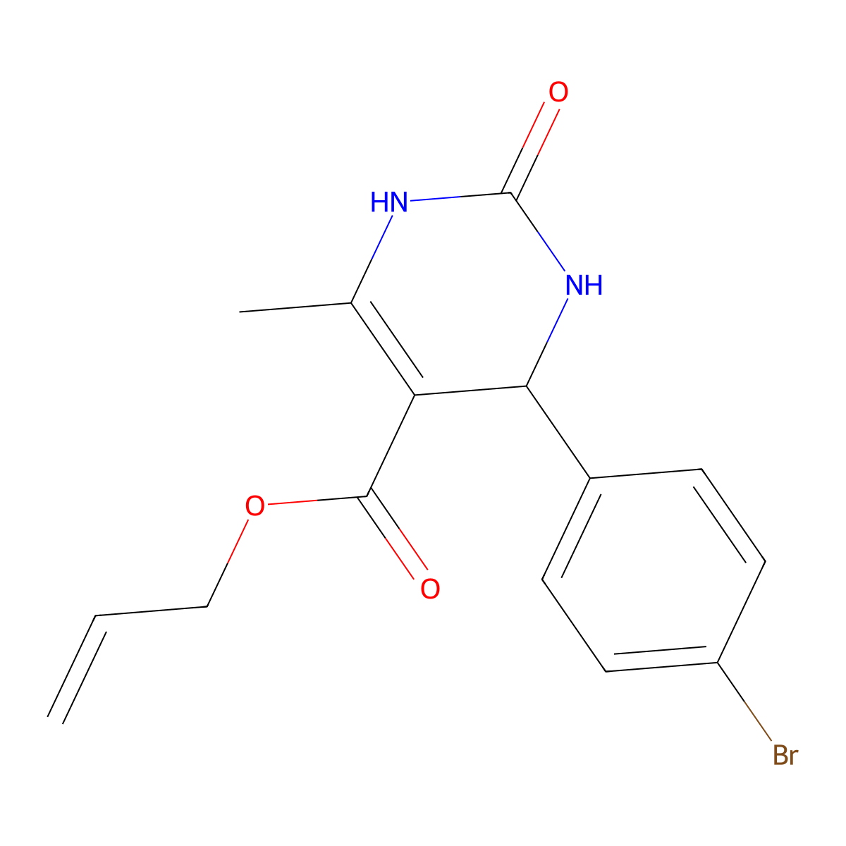 Prop-2-en-1-yl 4-(4-bromophenyl)-6-methyl-2-oxo-1,2,3,4-tetrahydropyrimidine-5-carboxylate molecular structure, CAS 299965-87-0